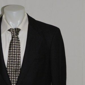 Russell's Montreal Bespoke Black Weave Cashmere Blend Two Button Sport Coat 42L